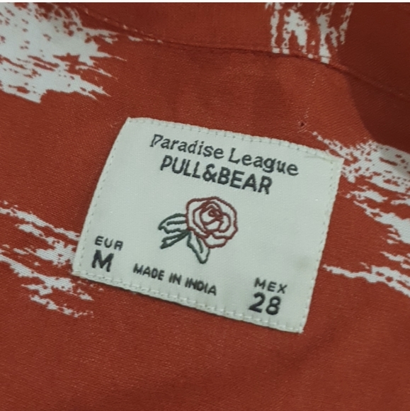 Pull & Bear Paradise League Size 12 approx Red Button Up Top - Picture 5 of 6
